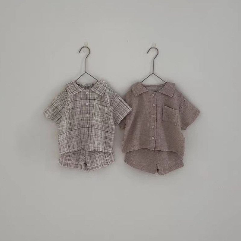 ins 春夏　キッズ服　セットアップ　半袖　シャツ　短パン　男女兼用　2点セット　カジュアル　子供服