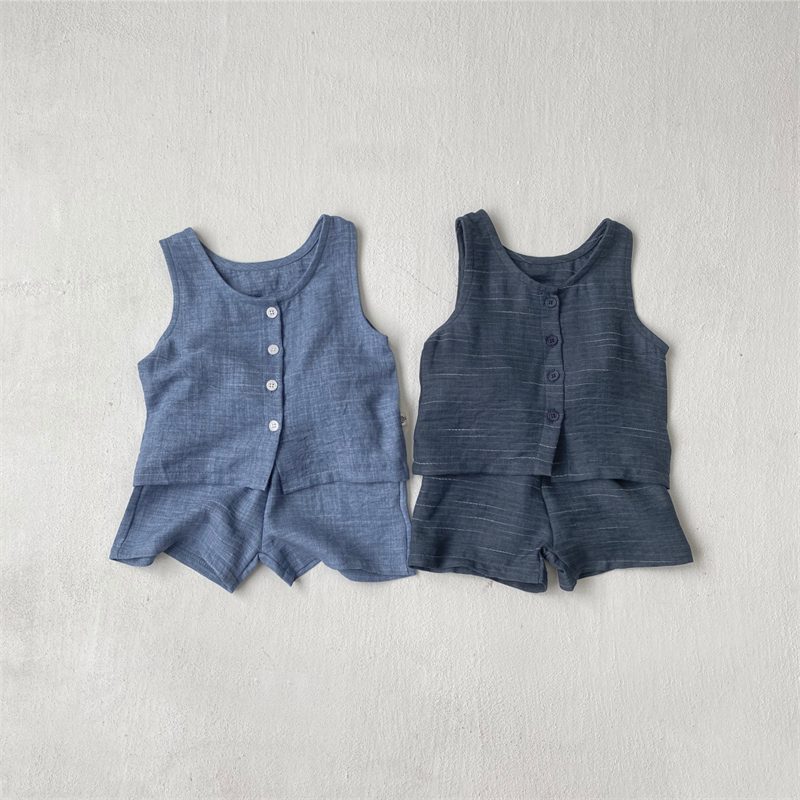 ins 夏新作　子供服　ノースリーブ　セットアップ　ベスト　ショートパンツ　涼しげ　男女兼用　柔らか
