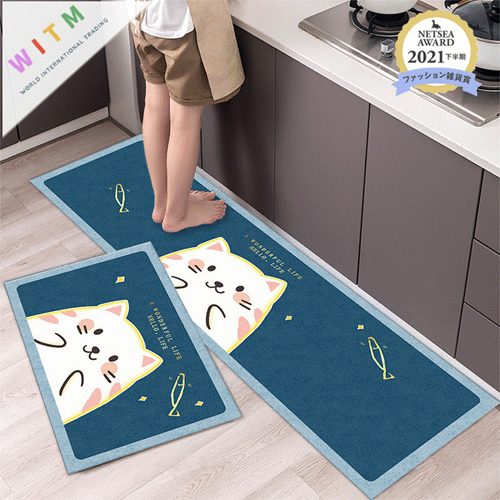 猫柄 玄関マット 吸水マット バスマット 40cm×60cm 滑り止め付き 丸洗い 泥落とし 泥除け