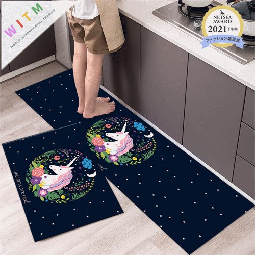 猫柄 玄関マット 吸水マット バスマット 40cm×120cm 滑り止め付き 丸洗い 泥落とし 泥除け