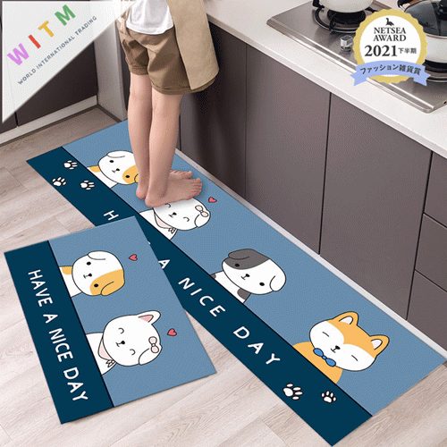 動物柄 玄関マット バスマット 吸水マット 40cm×120cm 泥落とし 泥除け 滑り止め付き 丸洗い