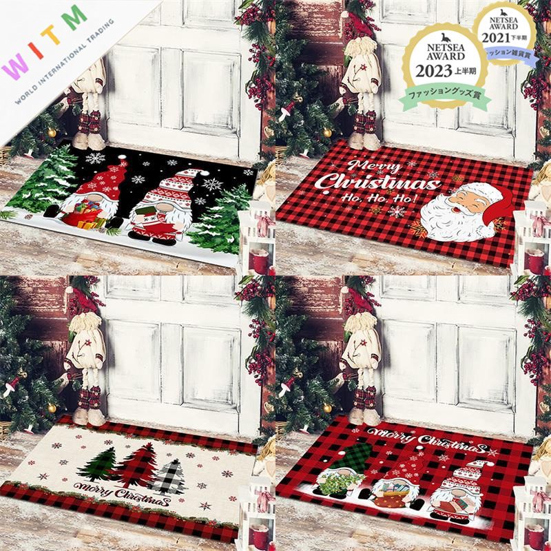 Christmas限定 玄関マット 吸水マット 40cm×60cm 滑り止め付き バスマット 丸洗い 泥除け クリスマス