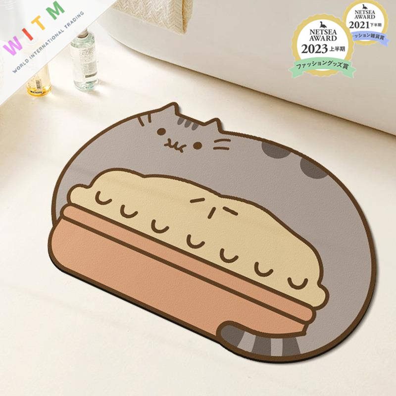 猫柄 吸水マット バスマット バスルーム 滑り止め付き 丸洗い 泥除け 可愛い