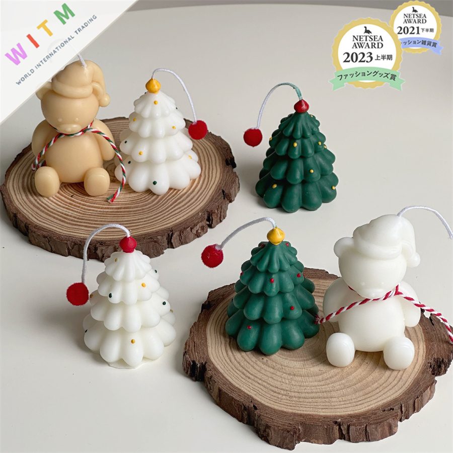 Christmas 熊 クリスマスツリー 蝋燭 ローソク アロマキャンドル 可愛い ギフト 人気