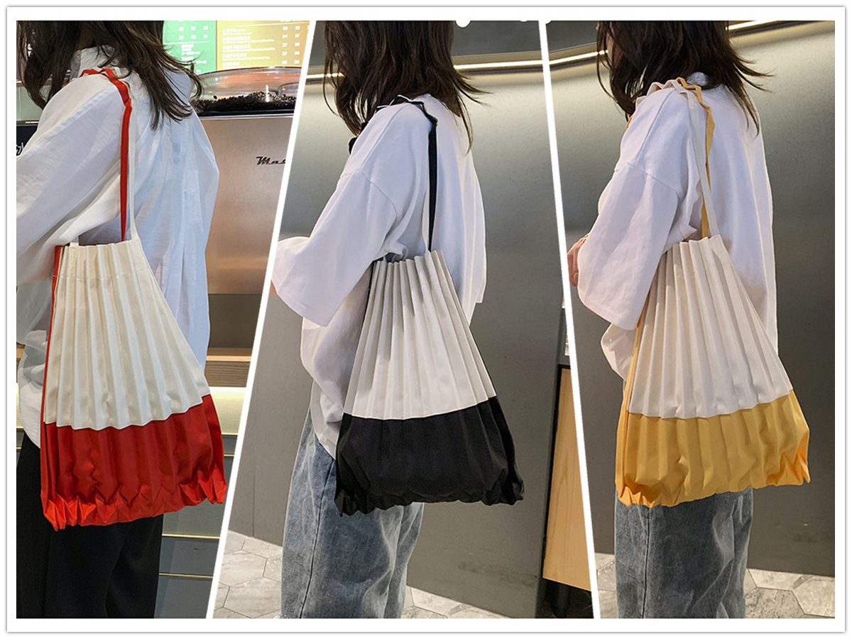 エコバッグ ショッピングバッグ プリーツバッグ 折りたたみバッグ レジ袋 ミックスカラー