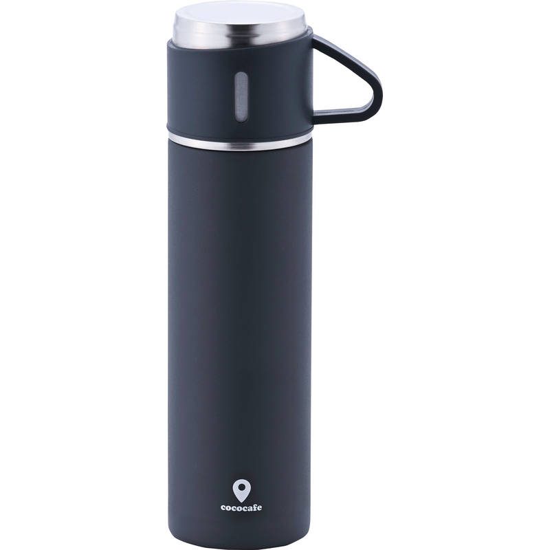 ココカフェ コップ付き真空二重ボトル 450mL CC-23 チャコール