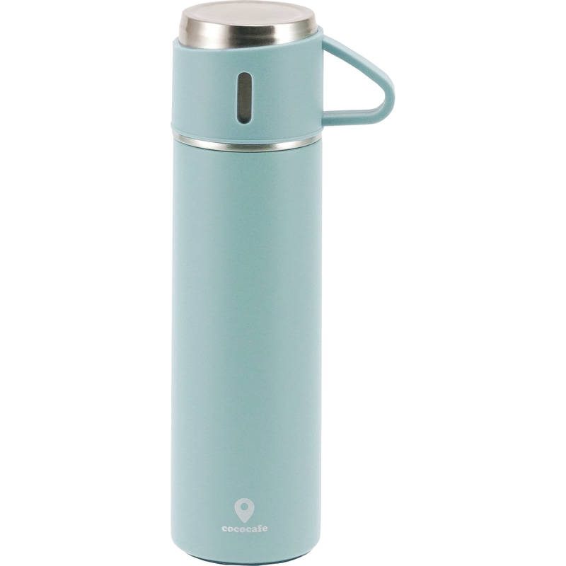 ココカフェ コップ付き真空二重ボトル 450mL CC-23A スモークブルー