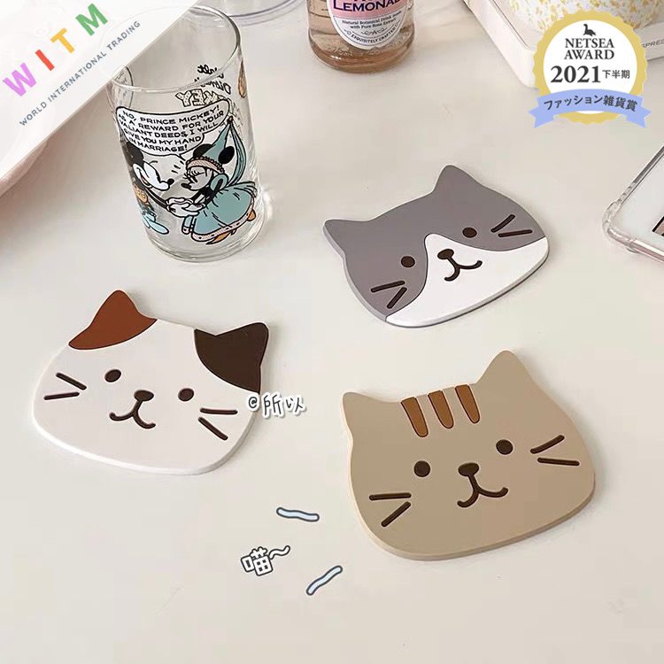 全3色 可愛い ねこ コースター カフェ 茶托 店舗用 来客用 北欧 おしゃれ 雑貨