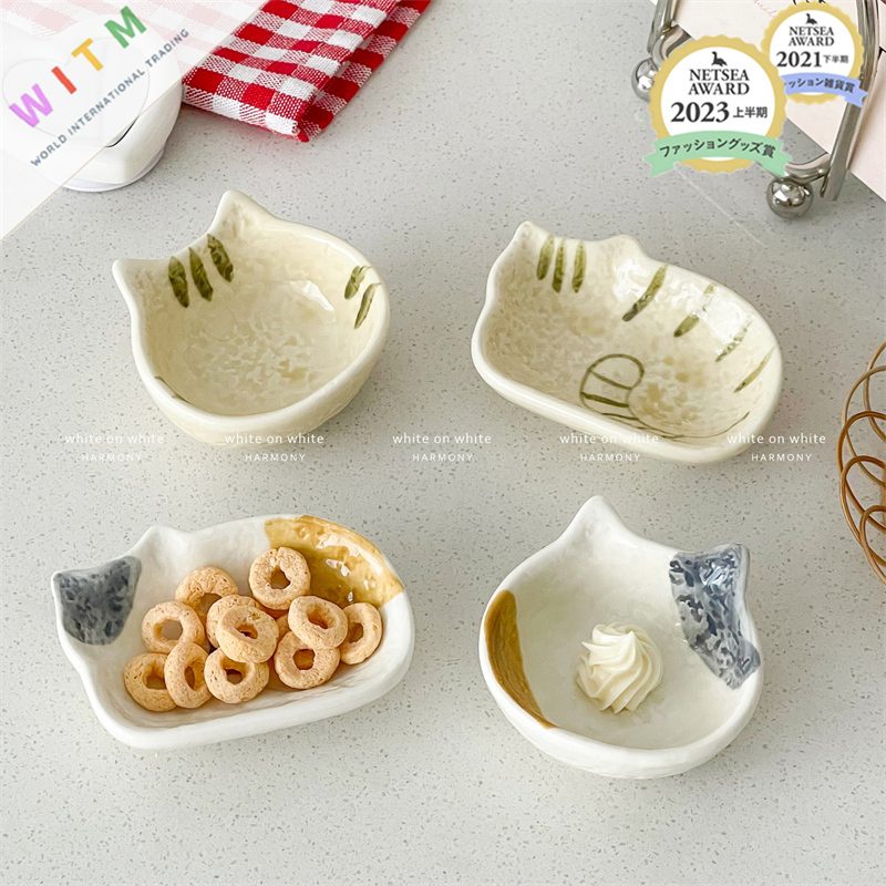 お皿 セラミック 猫柄 食器 醤油皿 箸置き 小皿 豆皿 可愛い キッチン用品