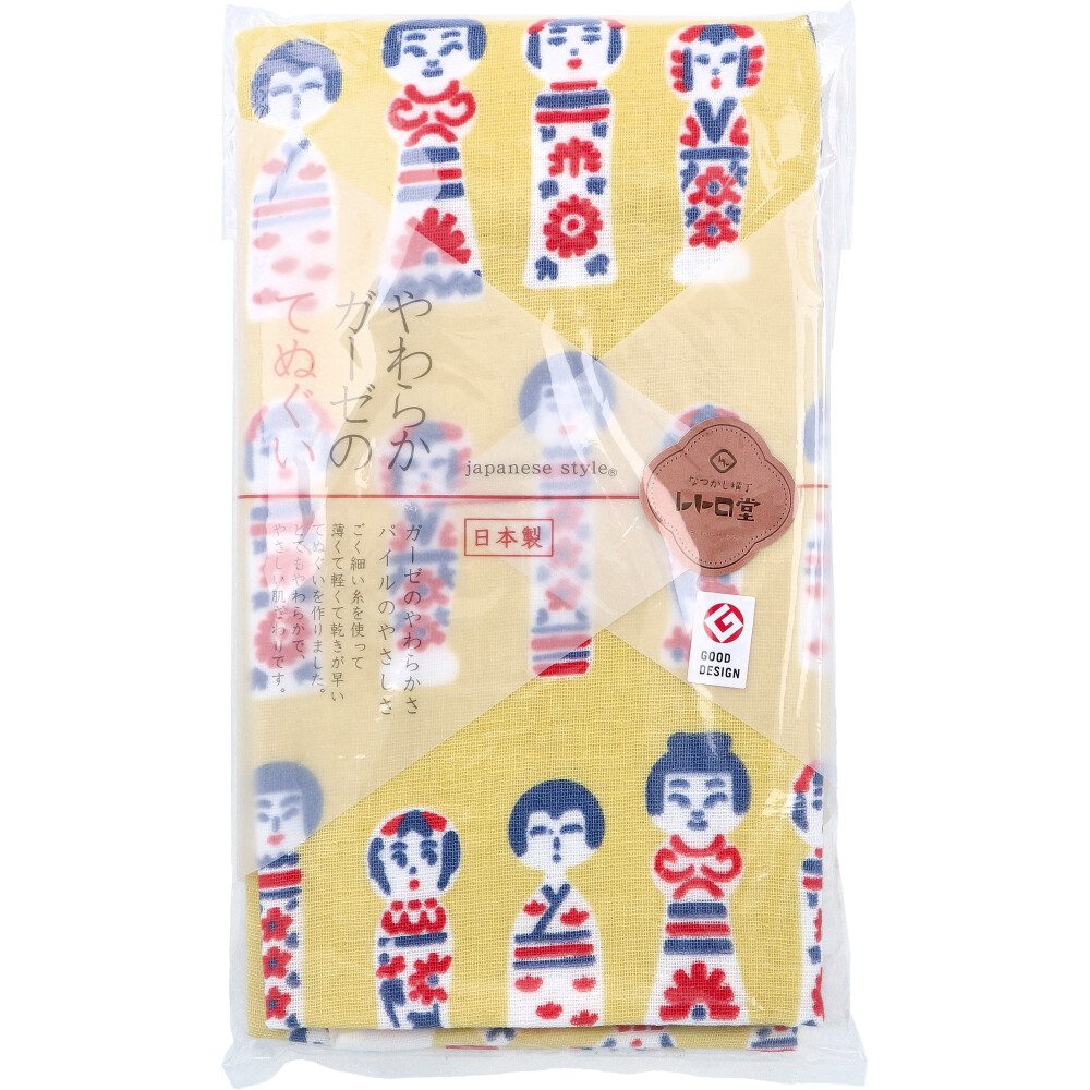 なつかし横丁 レトロ堂 ジャパニーズスタイル やわらかガーゼのてぬぐい こけし 1枚入