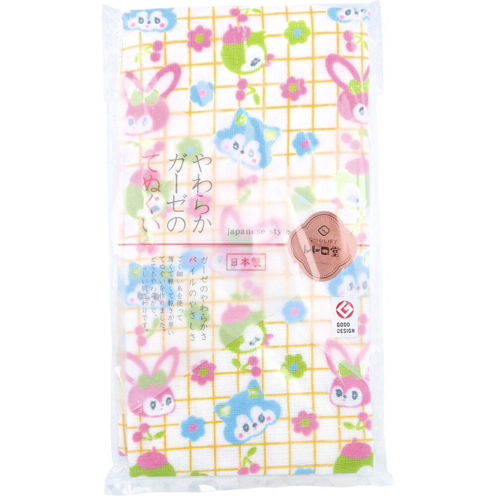 なつかし横丁 レトロ堂 ジャパニーズスタイル やわらかガーゼのてぬぐい キャラキャラ 1枚入