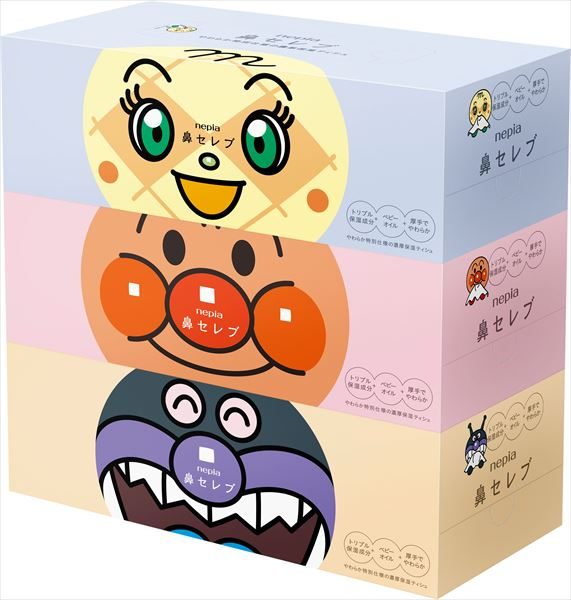 ネピア　アンパンマン鼻セレブティシュ３６０枚（１８０組）３コパック 【 王子ネピア 】 【 ティッシュ 】