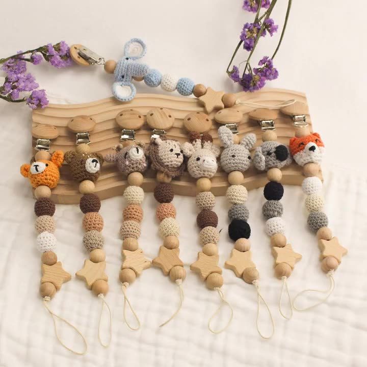 新作 ベビー アニマール おしゃぶりホルダー トイホルダー 歯固め 木製 出産祝い 新生児 ギフト