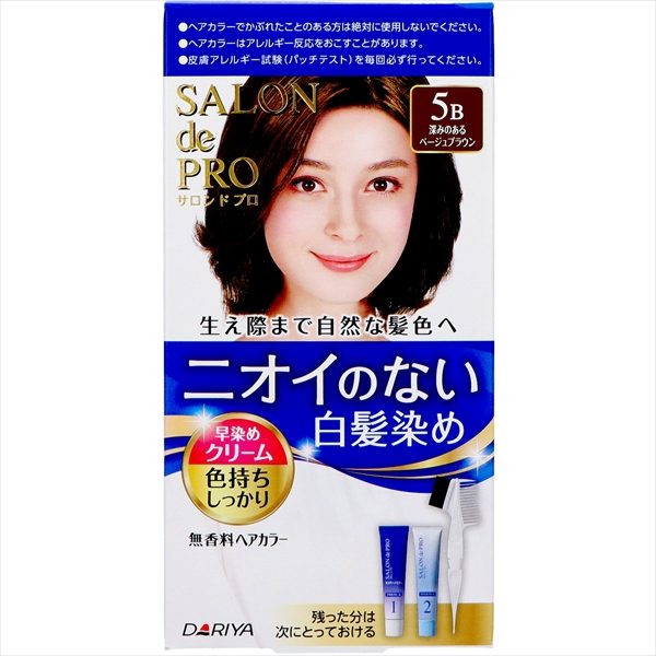 サロンドプロ 無香料ヘアカラー 早染めクリーム(白髪用)5B<深みのあるベージュブラウン>