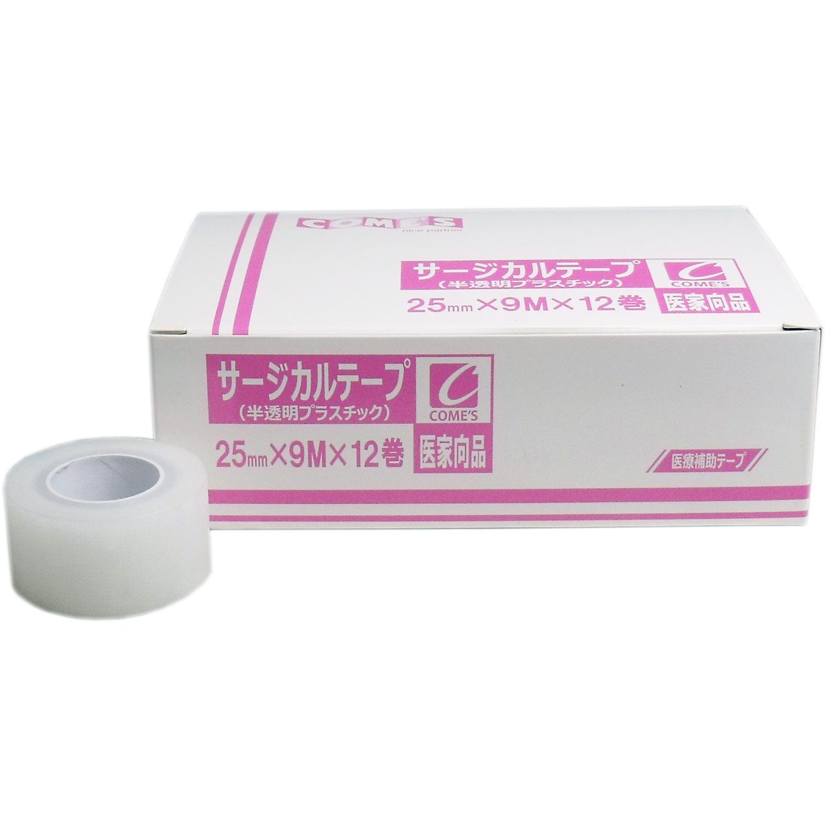 医家向品 サージカルテープ 半透明プラスチックタイプ ２５ｍｍ×９Ｍ×１２巻