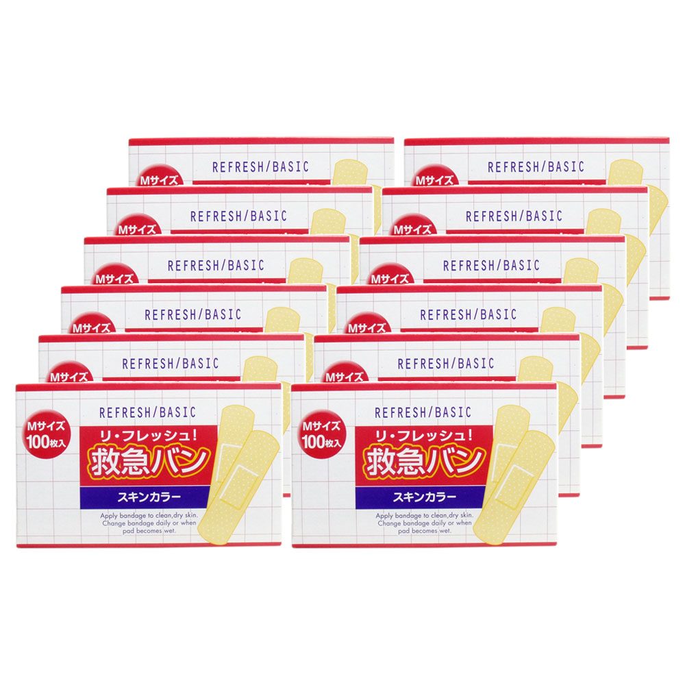 リ・フレッシュ！救急バン スキンカラー Mサイズ 100枚入×12個セット