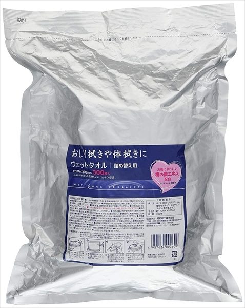 ＪＥＬウエットタオル３００枚バケツ詰替 【 昭和紙工 】 【 おしりふき 】