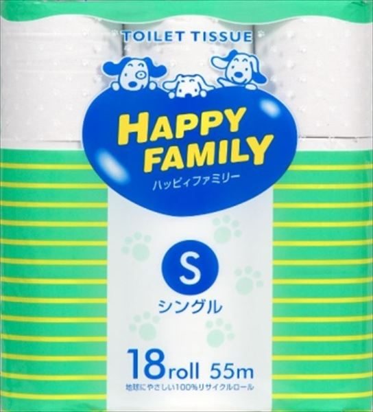 ハッピィファミリー レギュラー 18ロールシングル 【 西日本衛材 】 【 トイレットペーパー 】