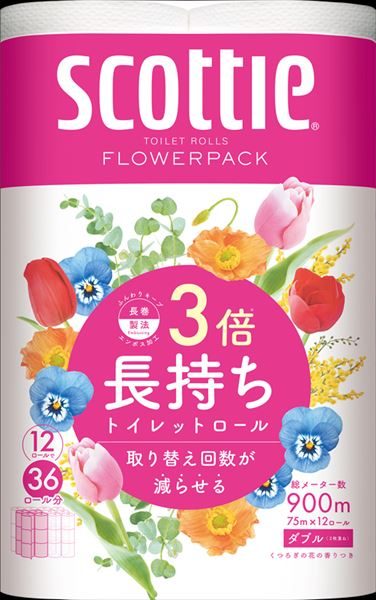 スコッティフラワーパック3倍巻き12ロール 【 日本製紙クレシア 】 【 トイレットペーパー 】