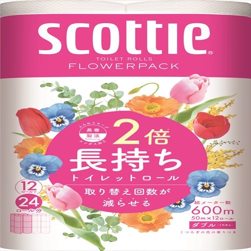 スコッティ　フラワーパック　２倍巻き　ダブル　１２ロール 【日本製紙クレシア】