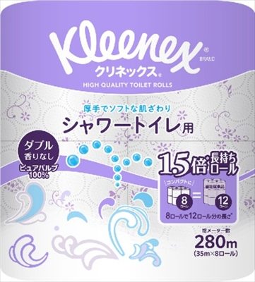 クリネックス　長持ち　シャワートイレ用　８ロール（ダブル） 【日本製紙クレシア】