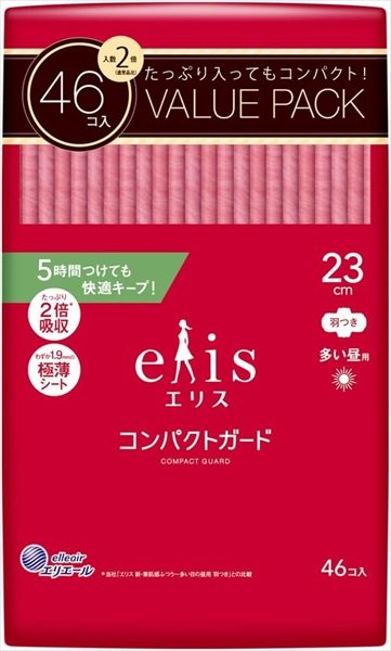 エリスコンパクトガード（多い昼用）羽つき４６枚 【 大王製紙 】 【 生理用品 】