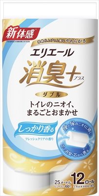 エリエール消臭＋トイレットティシューしっかり香るフレッシュクリアの香り１２ロール（ダブル）