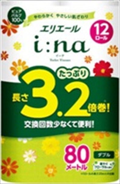 エリエール　イーナ　トイレットティシュー　３．２倍巻　ダブル　１２ロール