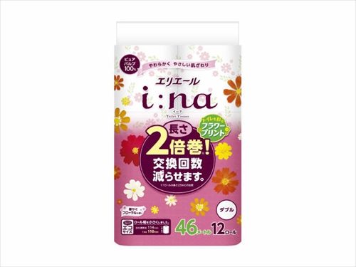 エリエールｉ：ｎａ（イーナ）トイレットティシュープリント　１２ロール（ダブル）