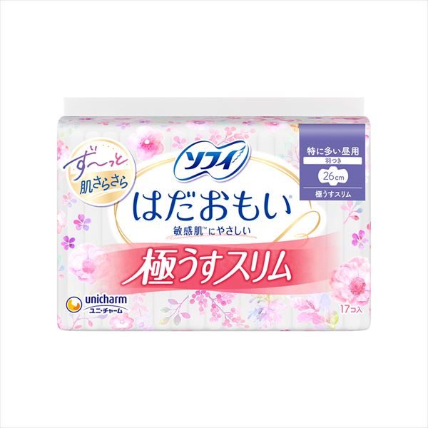 ソフィ　はだおもい極うすスリム２６０羽つき　１７枚 【 ユニ・チャーム 】 【 生理用品 】