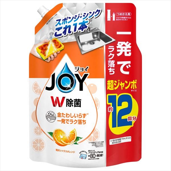 除菌ジョイコンパクトぜい沢シトラスオレンジの香り詰替超ジャンボサイズ【Ｐ＆Ｇ】 【 食器用洗剤 】