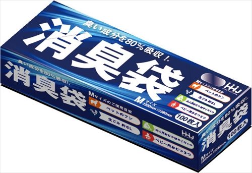 AS05 消臭袋Mサイズ 100枚 【 ハウスホールドジャパン 】 【 ポリ袋・レジ袋 】