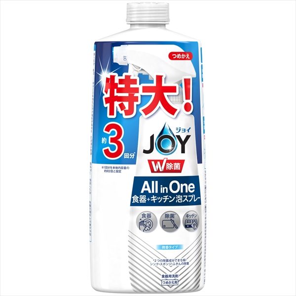 除菌ジョイミラクル泡スプレー　微香　詰替３回分　６３０ＭＬ 【 Ｐ＆Ｇ 】 【 食器用洗剤 】