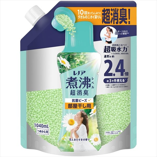 レノア煮沸レベル消臭抗菌ビーズ部屋干し　花とおひさまの香りつめかえ用特大 【 Ｐ＆Ｇ 】
