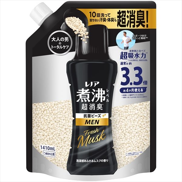 レノア　煮沸レベル消臭　抗菌ビーズ　ＭＥＮ　清潔感あふれるムスクの香り　詰替え　超特大サイズ