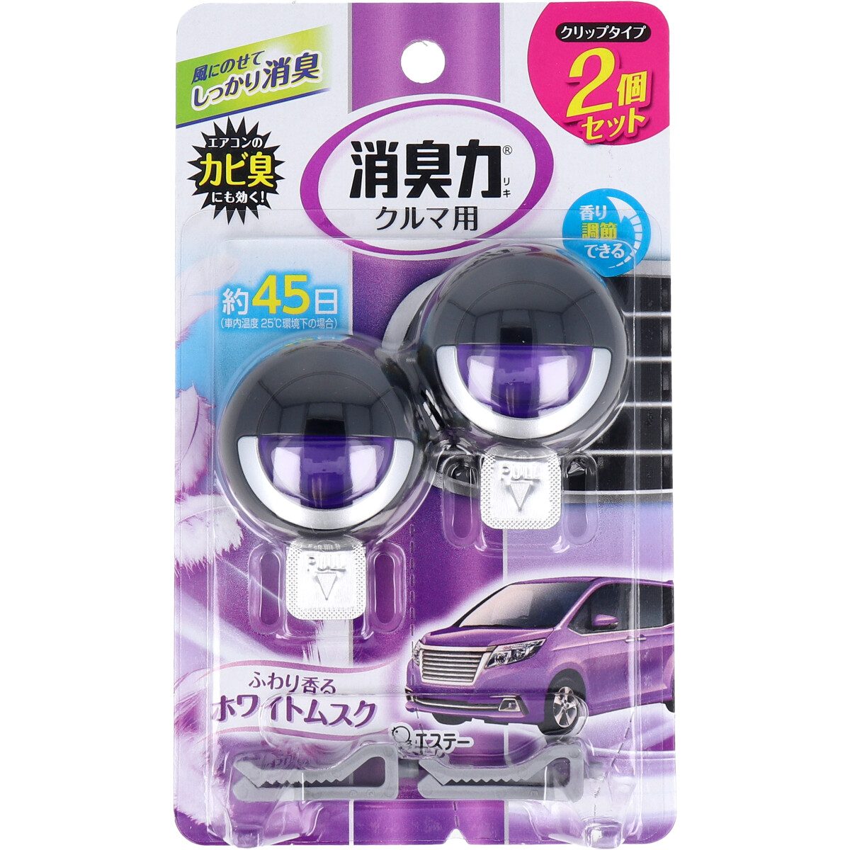 クルマの消臭力 クリップタイプ ホワイトムスク ３．２ｍＬ×２個セット