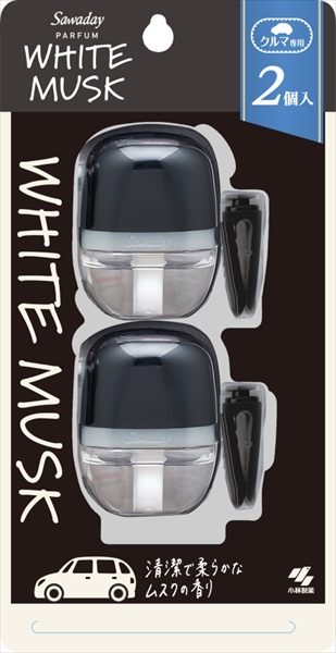 サワデー クルマ専用クリップ パルファムホワイトムスク 2個パック 【小林製薬】 【芳香剤・車用】