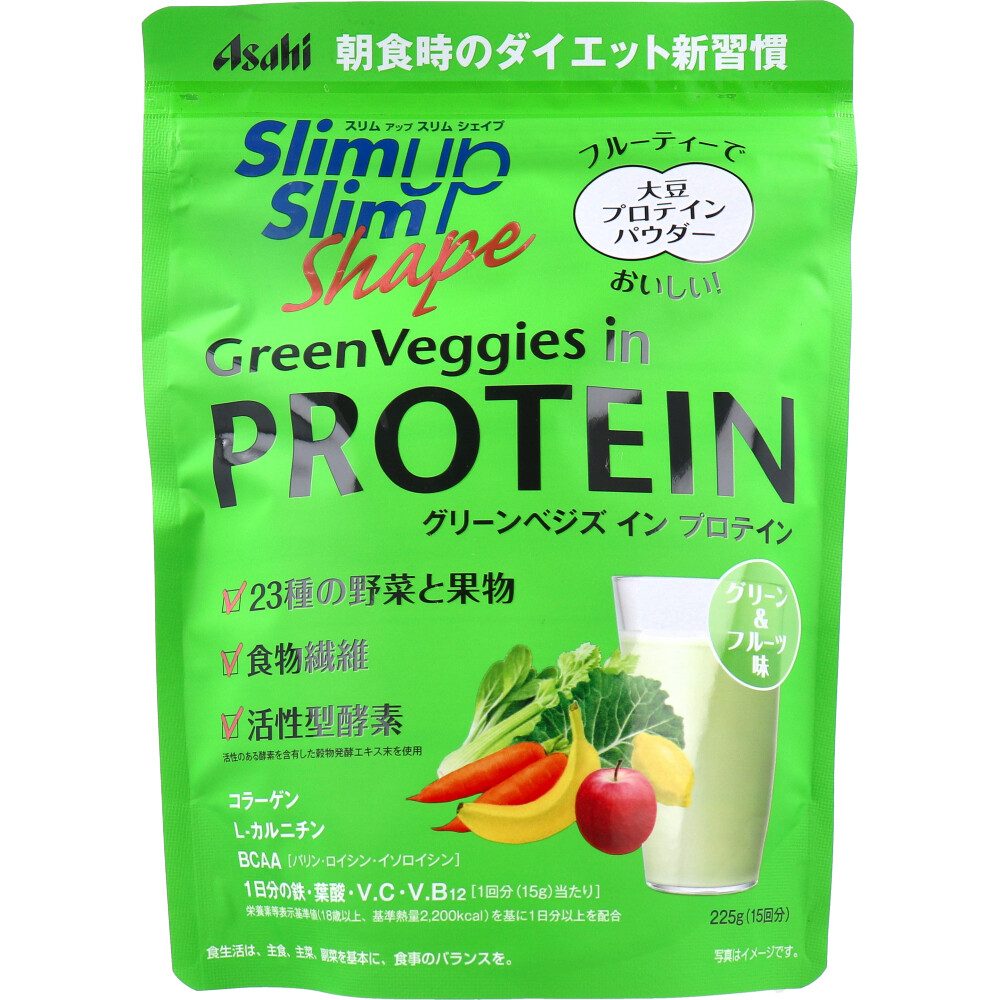 スリムアップスリムシェイプ グリーンべジズ イン プロテイン グリーン&フルーツ味 225g
