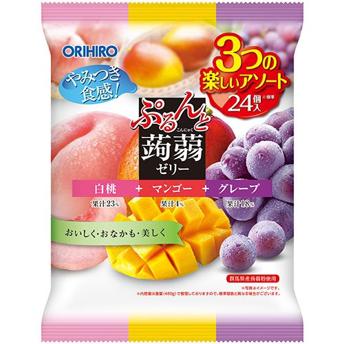 ぷるんと蒟蒻ゼリーパウチ　白桃＋マンゴー＋グレープ